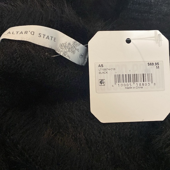 ALTAR’D STATE NWT M Women's Fuzzy Black Winged Sweater - Picture 5 of 5